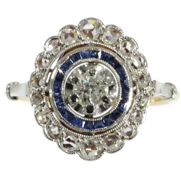 Art Deco diamond and sapphire engagement ring by Onbekende Kunstenaar
