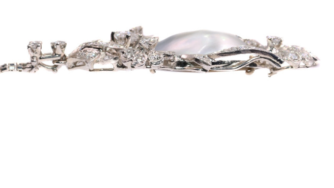 Vintage Fifties diamond and pearl pendant necklace by Onbekende Kunstenaar