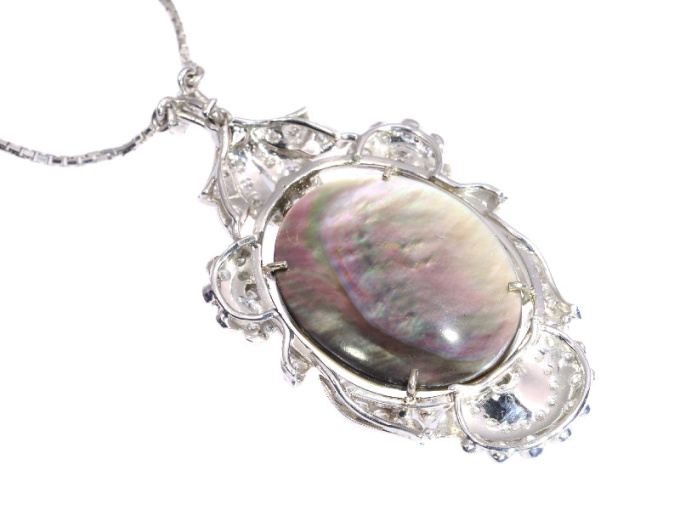 Vintage Fifties diamond and pearl pendant necklace by Unbekannter Künstler